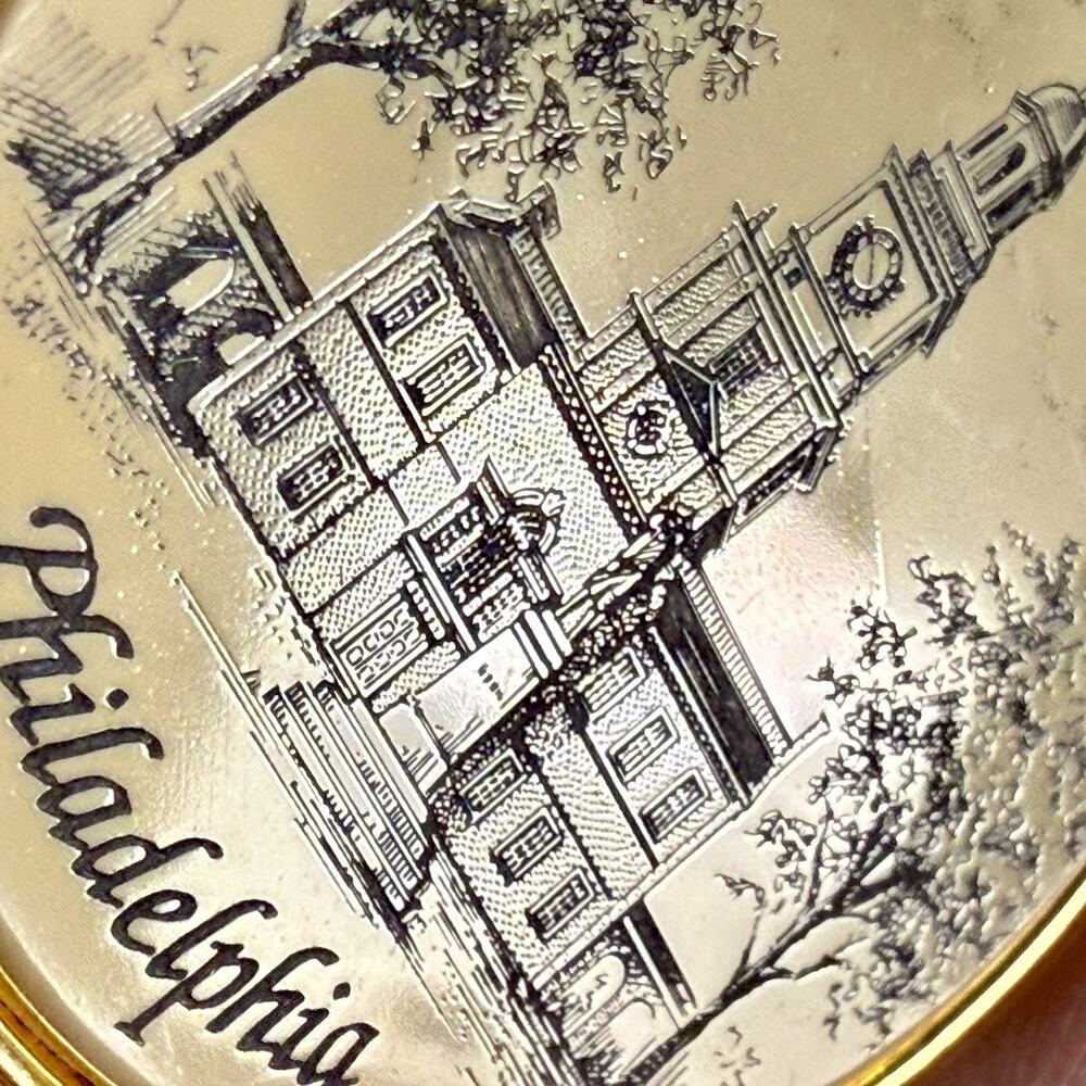 VTG Independence Hall Philadelphia Brass Ceramic Collectible Keepsake Ornament - Picture 3 of 4